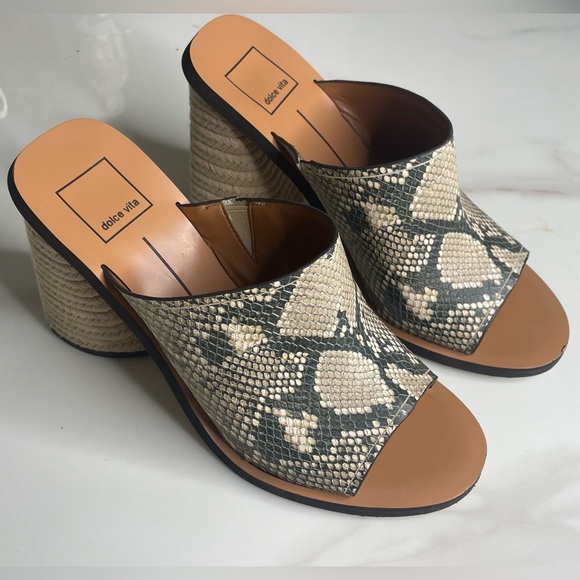 Dolce Vita Alba Snake Print Embossed Leather Pep toes Mules - Picture 4 of 6